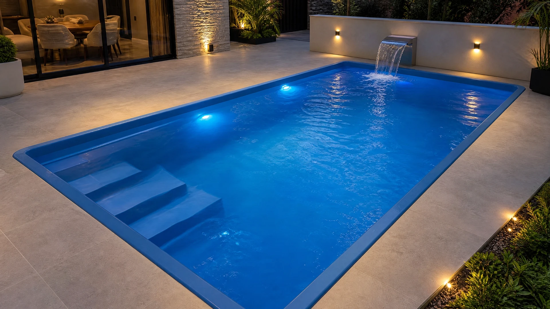 Piscina de fibra 6,00 × 2,80 × 1,40 m instalada — Diamond Piscinas Anchieta ES