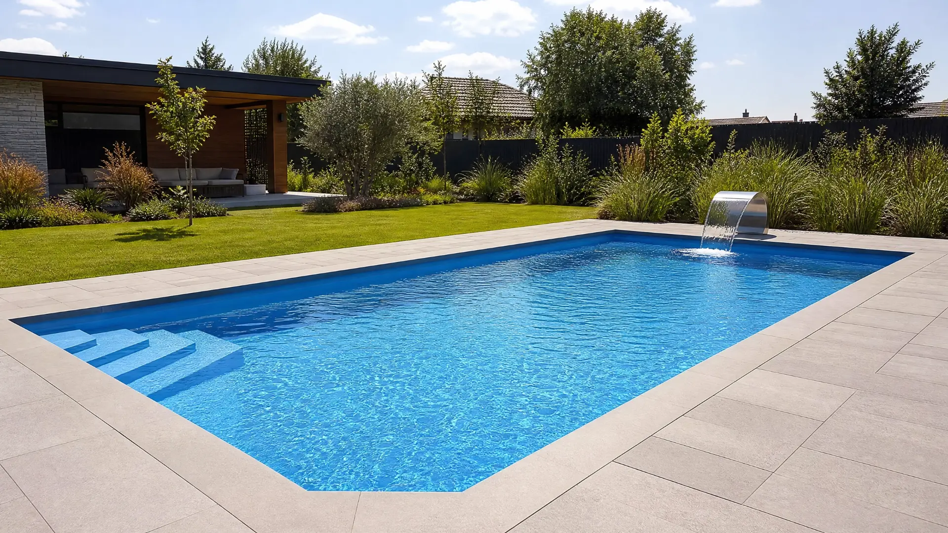 Piscina 7,00 × 3,00 × 1,40 m instalada — Diamond Piscinas Anchieta ES